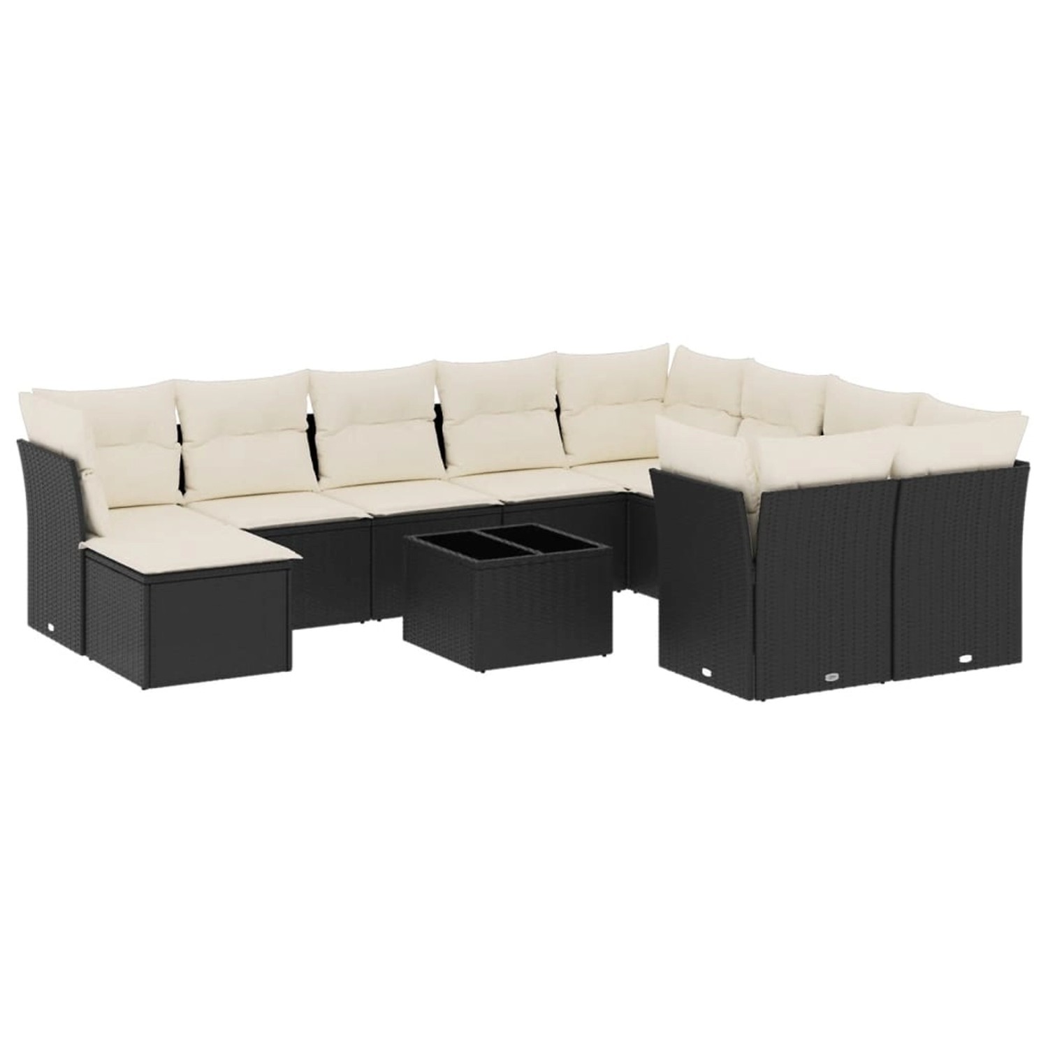 vidaXL 11-tlg Garten-Sofagarnitur mit Kissen Schwarz Poly Rattan Modell 21 günstig online kaufen