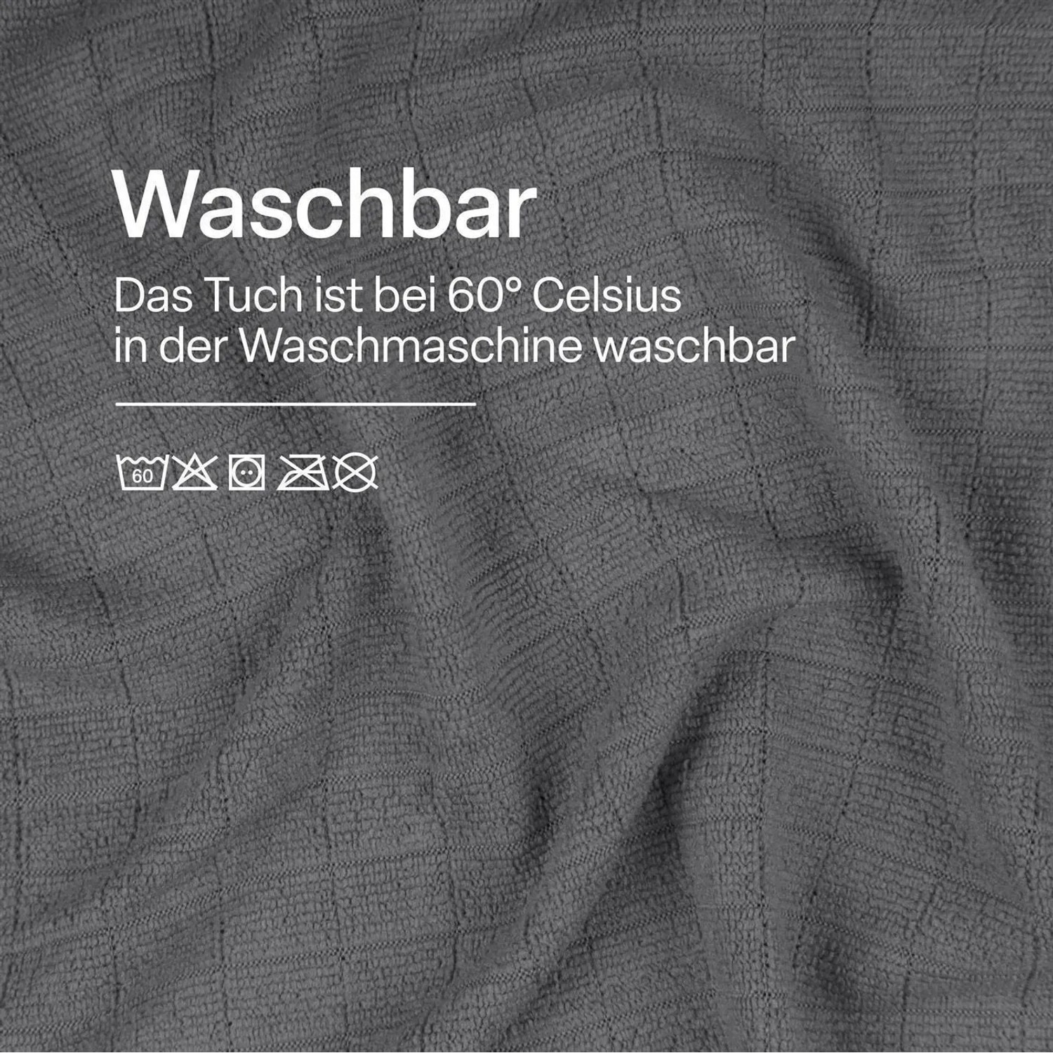 Anthrazitfarbenes Microfaser Geschirrtuch 4er-Pack, waschbar bis 60°C.