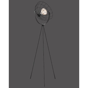 Schwarze Luce Design Stehlampe Fabio im Vintagestil mit E27 Fassung, dreh- und schwenkbar.