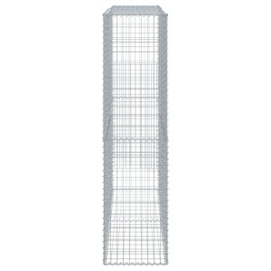 Silberne vidaXL Gabione mit Deckel, 200x50x200 cm, aus Eisendraht für Hochbeete und Gartengestaltung.