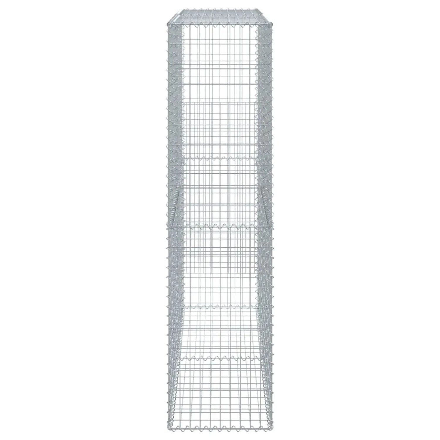 Silberne vidaXL Gabione mit Deckel, 200x50x200 cm, aus Eisendraht für Hochbeete und Gartengestaltung.