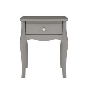Grauer Barock Nachttisch mit Schublade für Schlafzimmer.