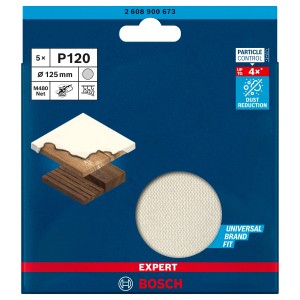 Bosch Expert M480 Netzschleifblätter, Ø 125 mm, K120, 5 Stück, für Exzenterschleifer.
