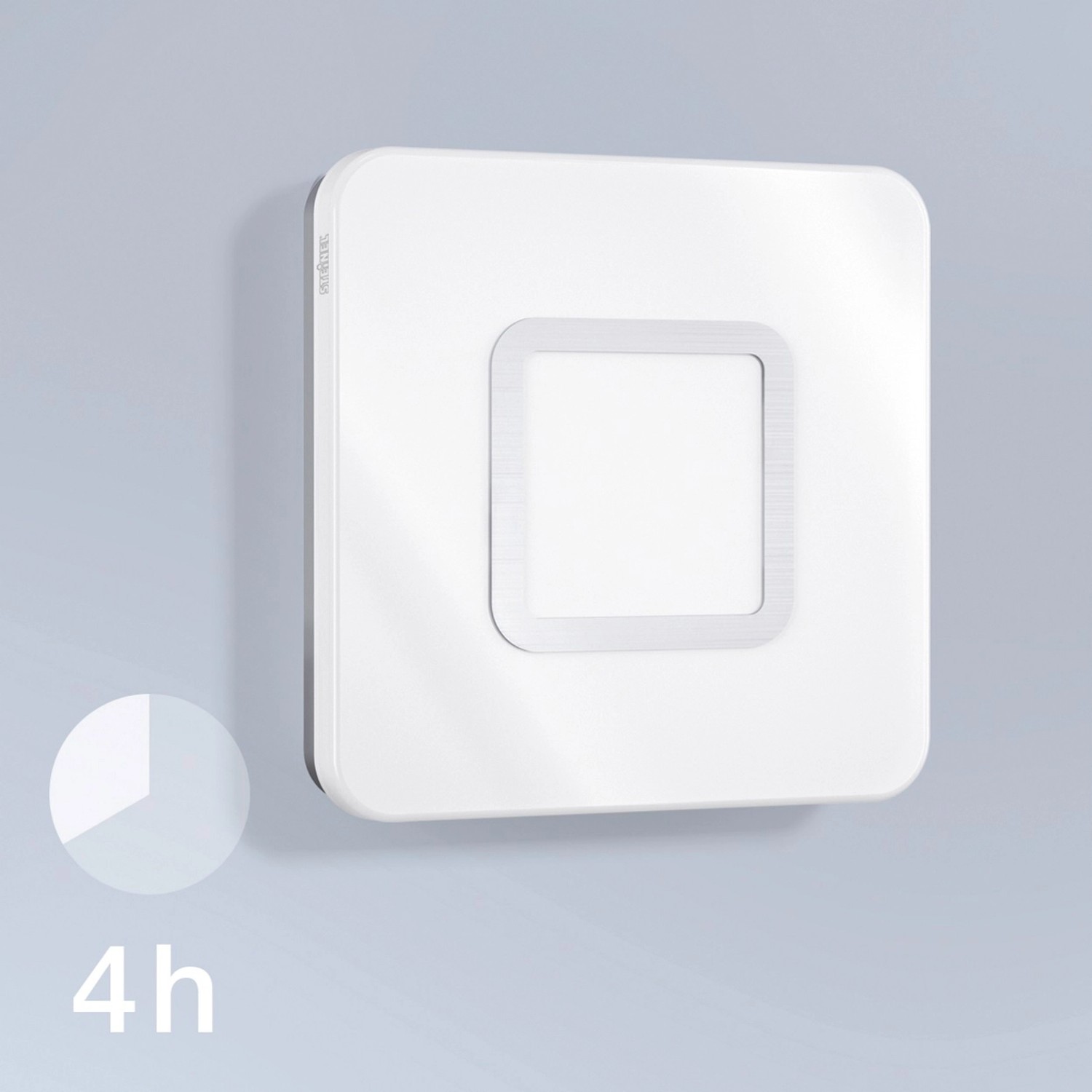 Quadratische Steinel LED-Deckenleuchte RS LED M1 S Edelstahl mit Bewegungsmelder.