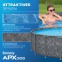Bestway APX365 Stahlrahmen Pool, 549x132 cm, Marmor Design, mit Frau im Wasser.