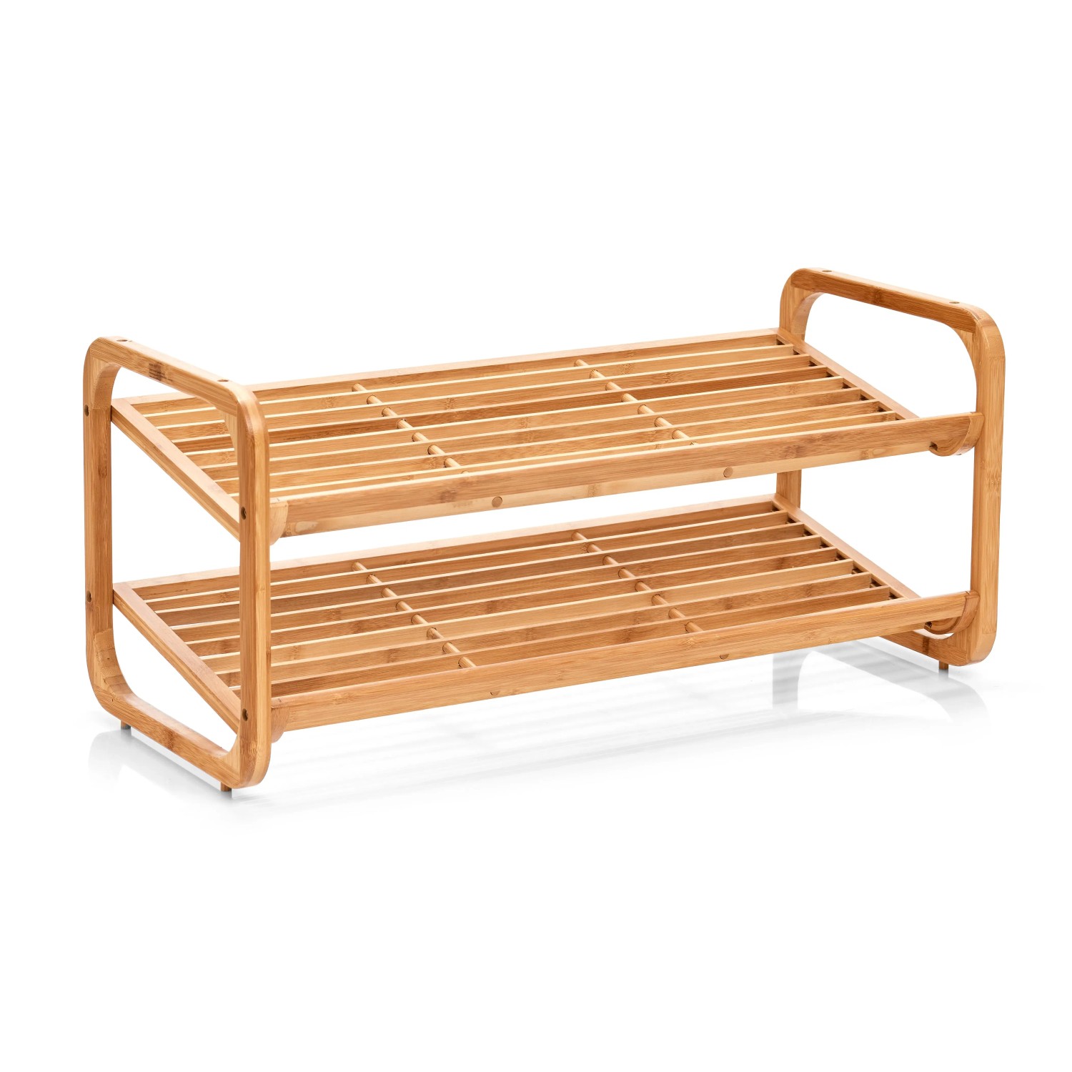 Zeller Schuhregal aus Bambus mit 2 Ablagen für ca. 6 Paar Schuhe, 74x33x33cm.