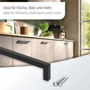 SOTECH Stangengriff E8 BA 480 mm Echt Edelstahl SS201 Schwarz