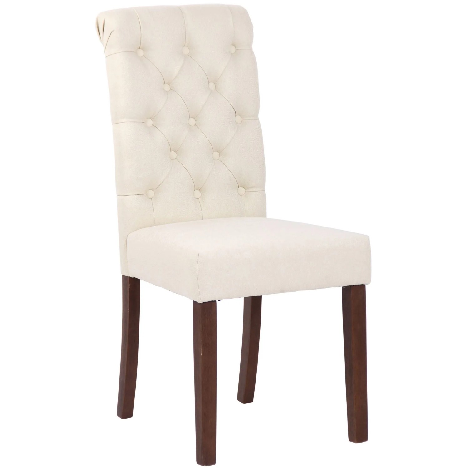 DELUKE Esszimmerstuhl WALES Stoff 98x45x63cm Creme Holz Gestell Stühle Esszimmerstühle Esstisch Küchenstuhl