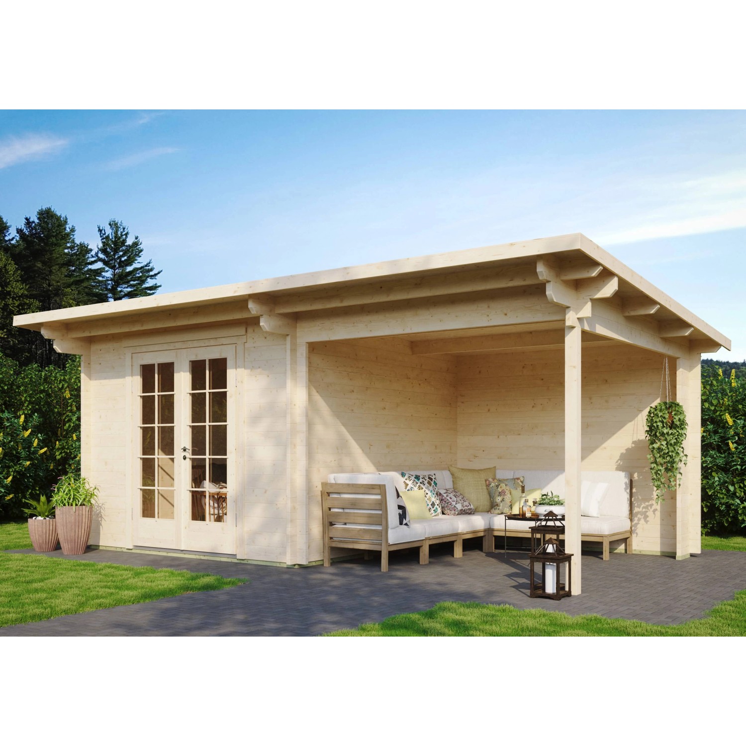Fjordholz Gartenhaus Modell Jacob 44 A mit Seitendach Grau Imprägniert günstig online kaufen