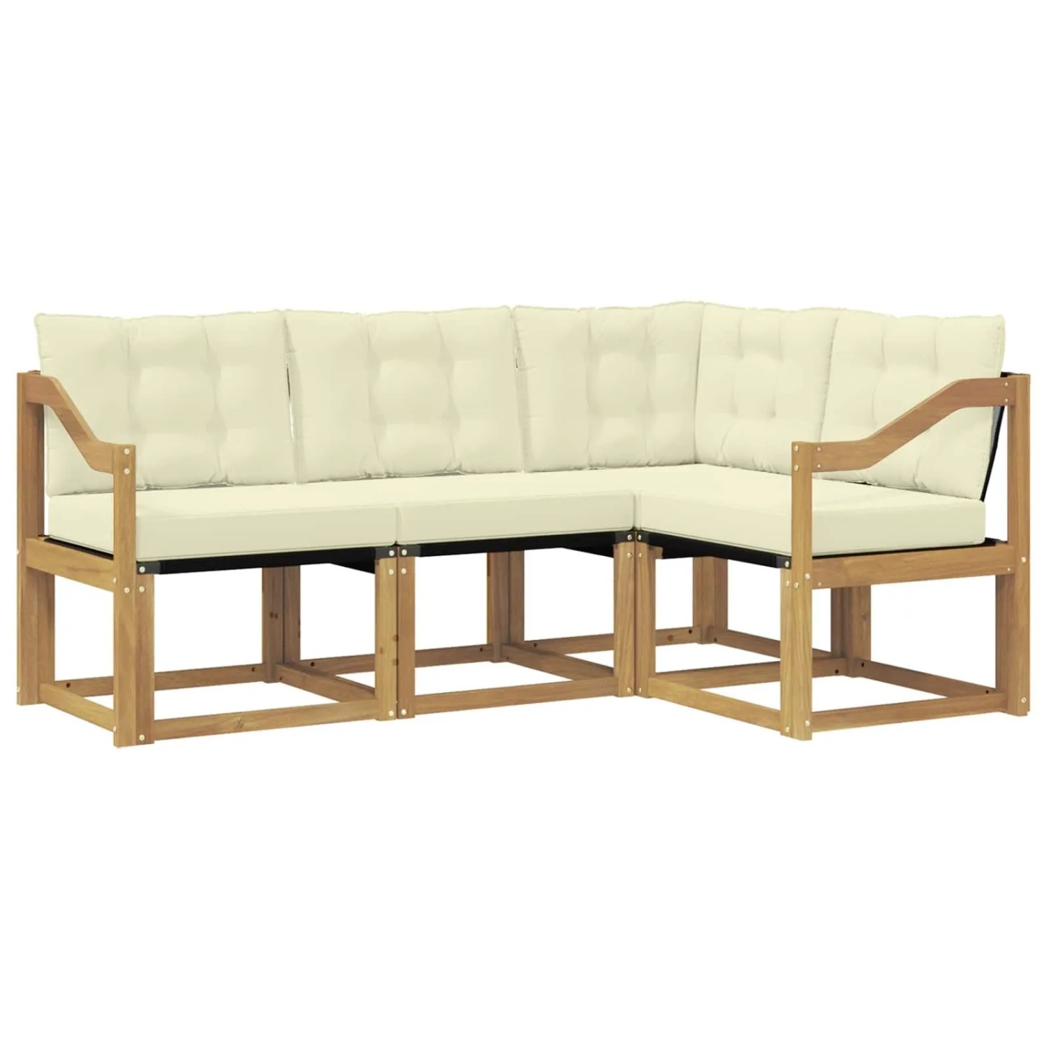 vidaXL Outdoor-Sofagarnitur mit Kissen 4-Tlg Weiß und Creme 3389436