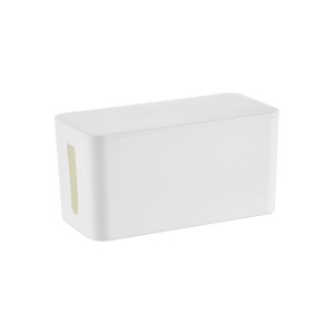 Weiße Kabelbox klein zum Verstecken von Steckdosenleisten und Kabeln.
