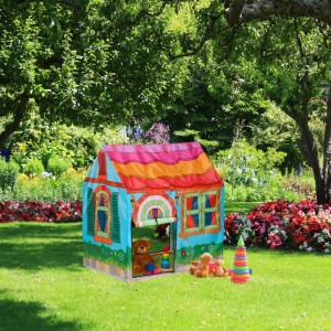 Relaxdays Spielzelt Haus Polyester Kunststoff Mehrfarbig 2 Türen 103 cm x 96 cm x 75 cm 600 g