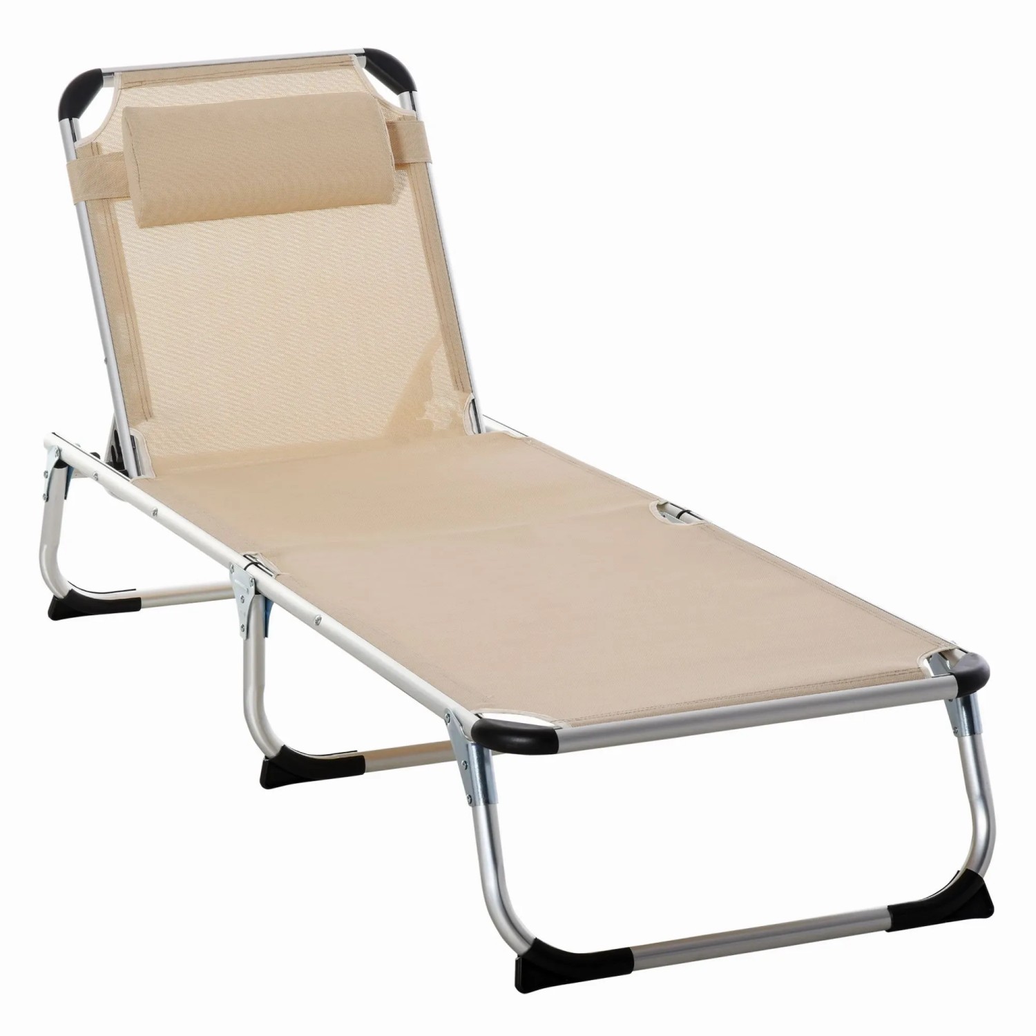 Furnicato Sonnenliege Faltbar Mit Kopfkissen 4-stufig Verstellbar Beige