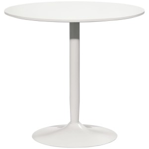 Weißer runder HOMCOM Esstisch aus MDF mit stabilem Stahlgestell. Moderner Küchentisch, 80 cm Durchmesser.