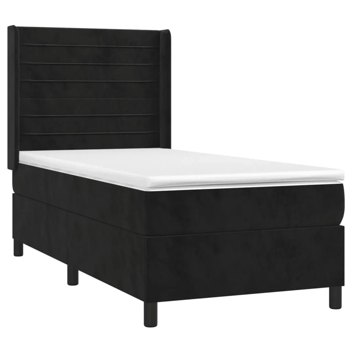 vidaXL Boxspringbett mit Matratze & LED Schwarz 90x200 cm Samt 3139603 günstig online kaufen