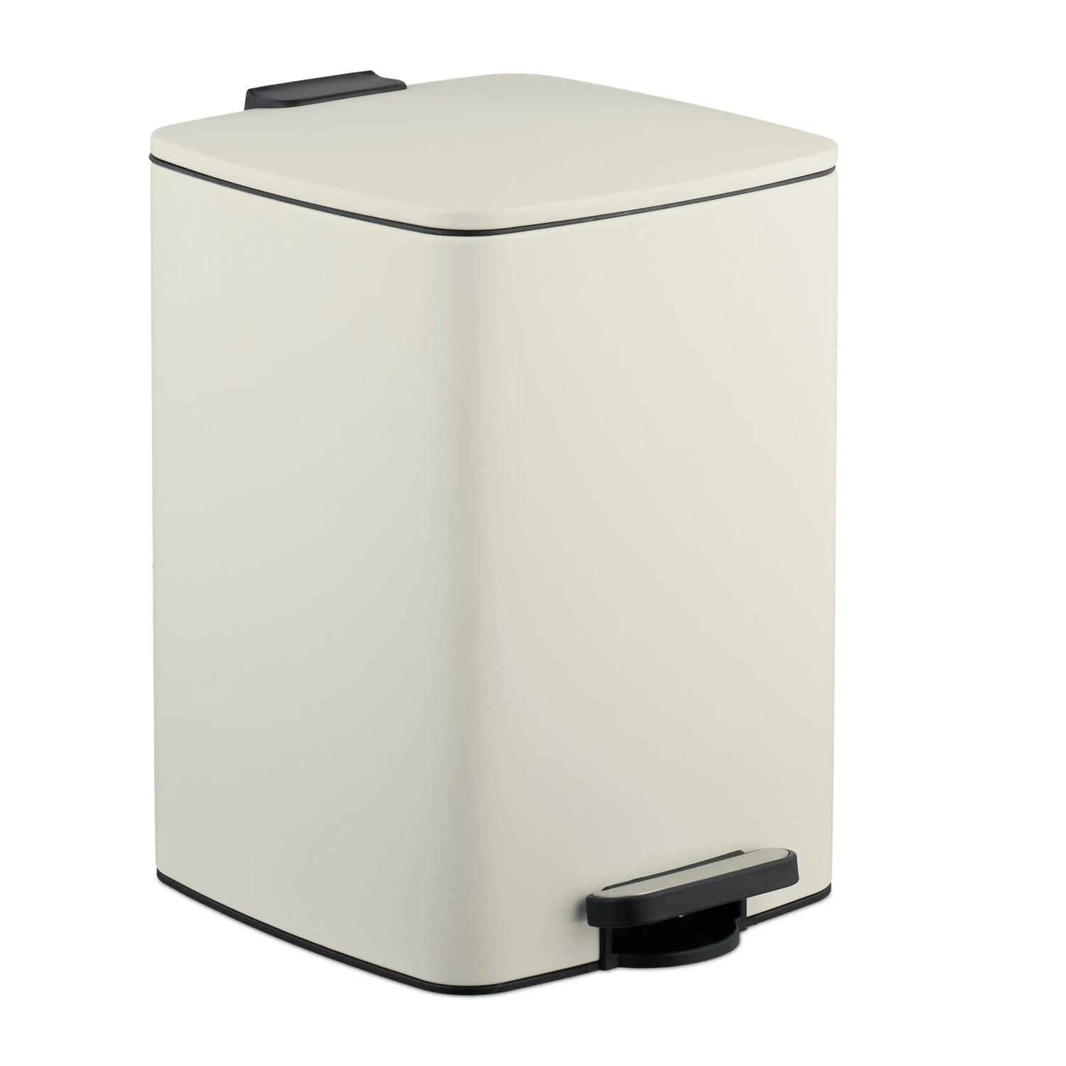 Relaxdays Tretmülleimer Eisen Beige mit Trittpedal Soft-Close 40 cm x 28 cm x 34 cm 3 kg 20,
