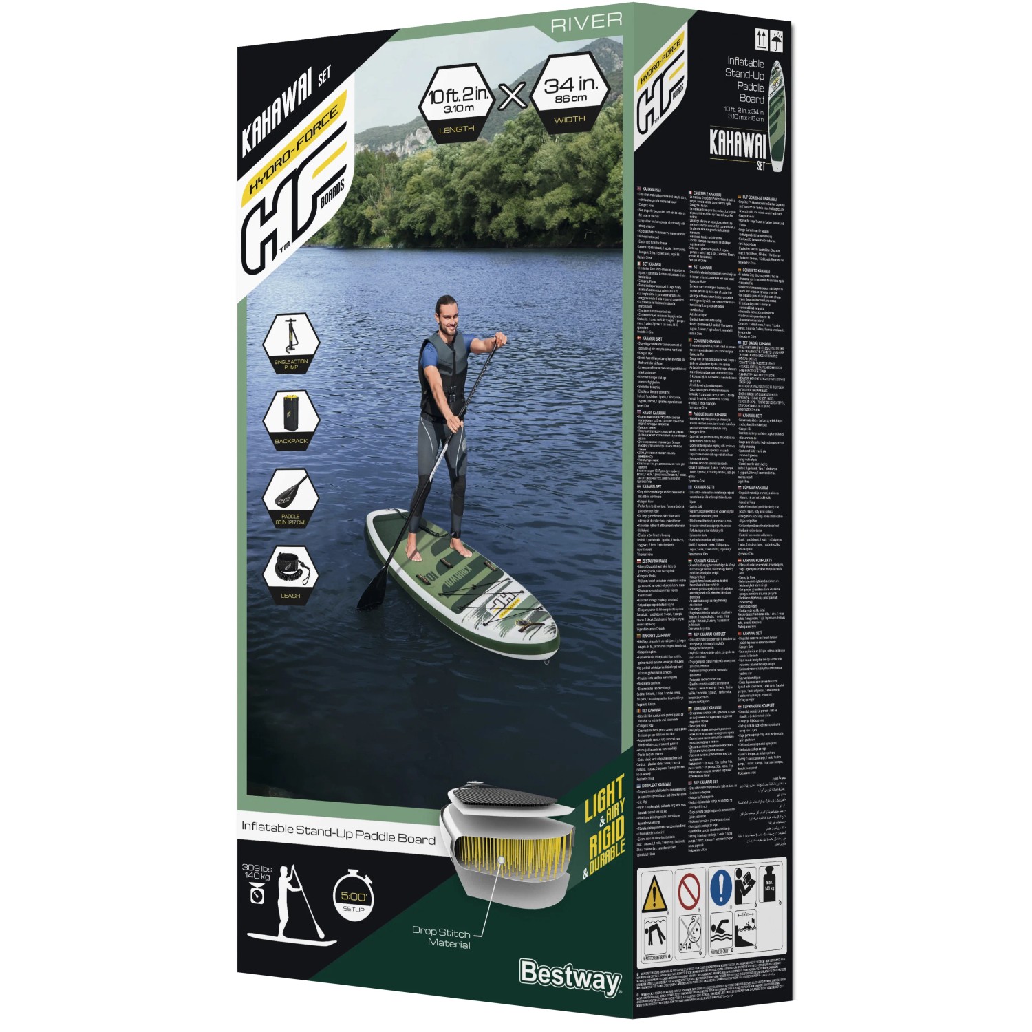 Bestway Hydro-Force SUP River Board Set Kahawai, 310 cm, auf dem Wasser. Stand Up Paddle Board Set.