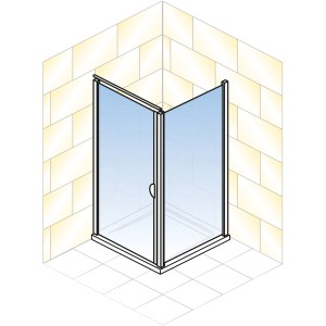 Schulte Eckdusche Sunny mit Drehtür und Seitenwand, 180x90 cm, Alu Natur, teilgerahmt.