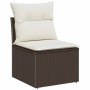 vidaXL Sofa-Element aus Poly-Rattan, braun mit creme Kissen, Teil eines Gartenmöbel-Sets.