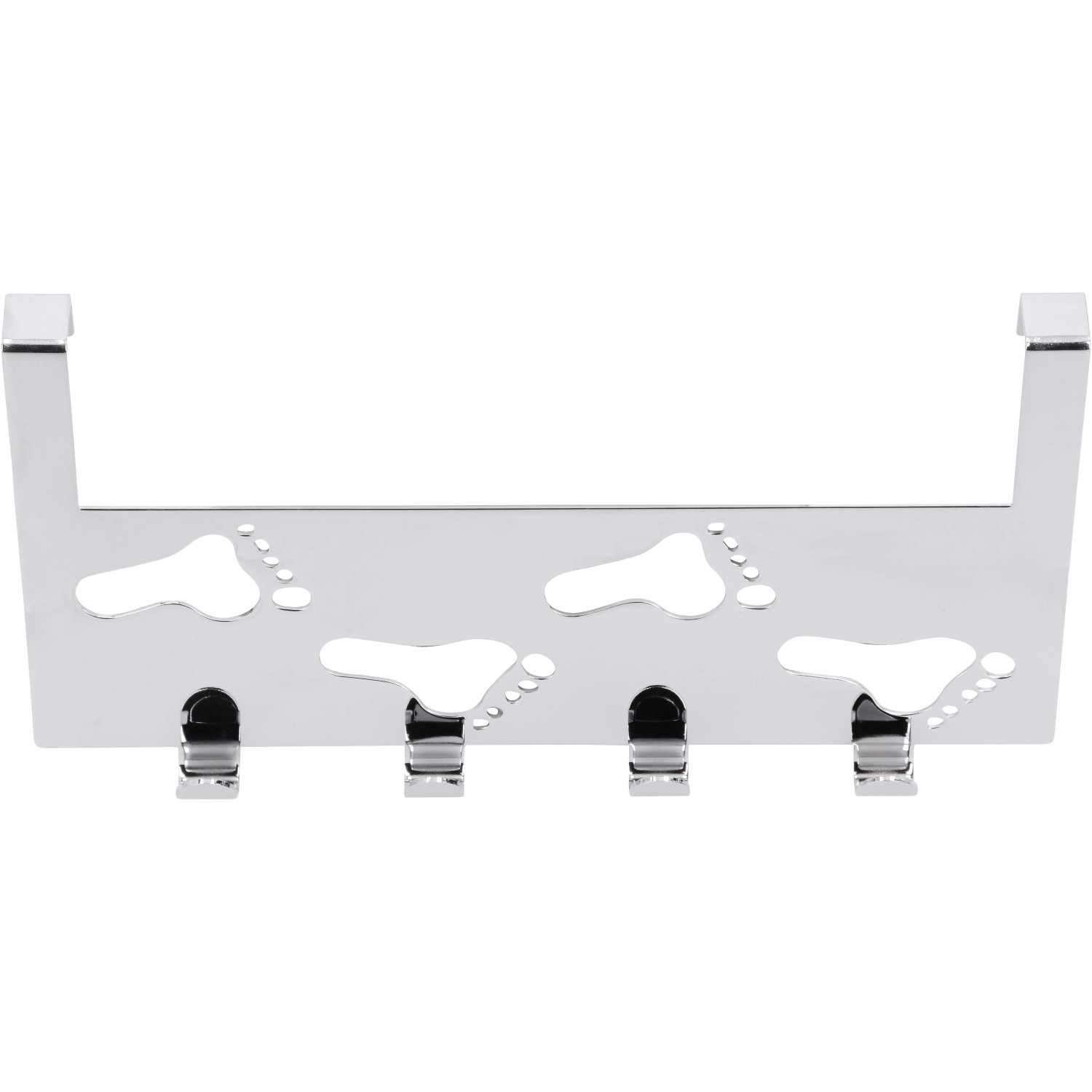 Siro Türgarderobe mit 4 Haken, Chrom glänzend, Footprint Design. Praktische Türhaken Garderobe.