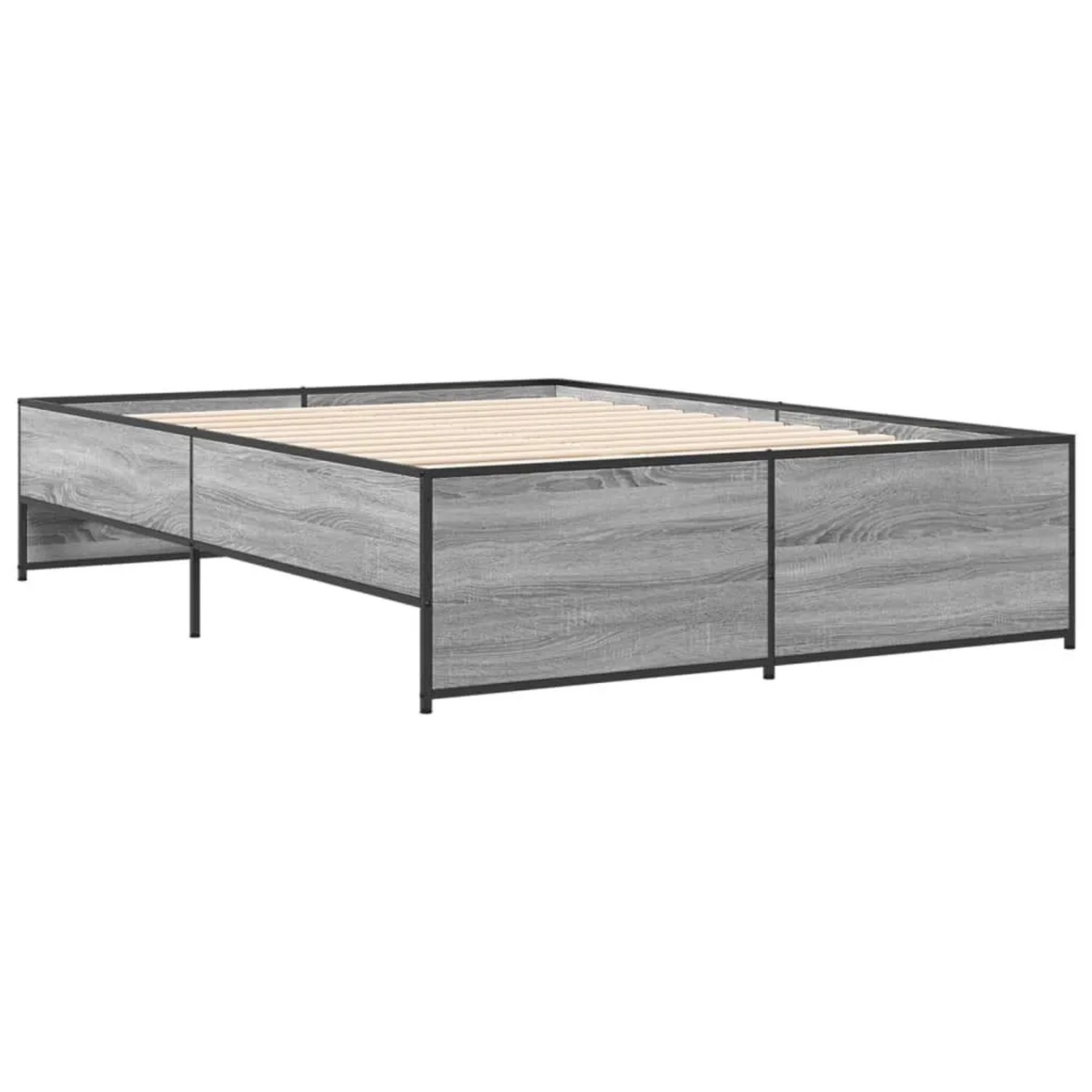 vidaXL Bettgestell Grau Sonoma 120x200 cm Holzwerkstoff und Metall 3279895 günstig online kaufen