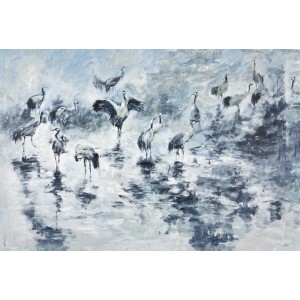 Erismann Fototapete Guido Maria Kretschmer Kraniche Blau 4,0m x 2,7m mit Kranich-Motiv.