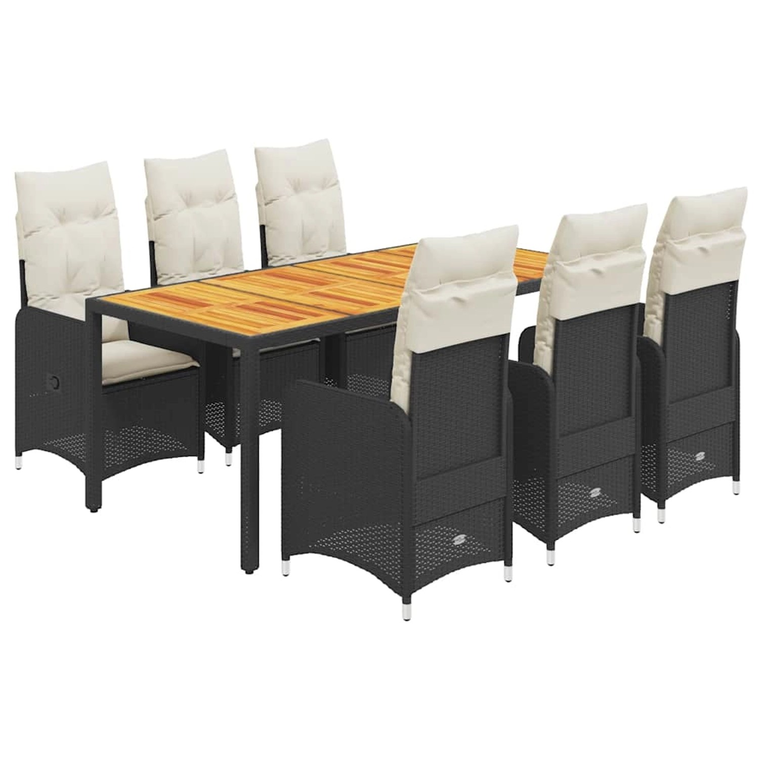 vidaXL 7-Tlg Garten-Bistro-Set mit Kissen Schwarz Poly Rattan 3276981