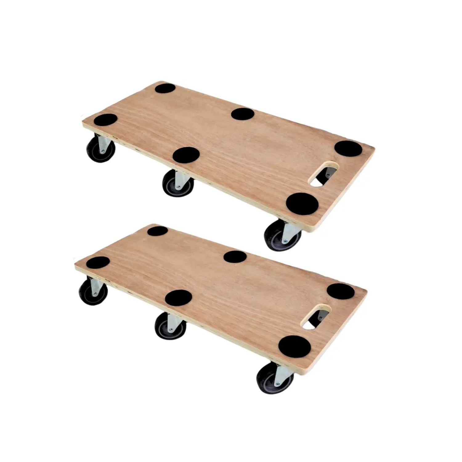 PROREGAL Mega Deal 2x Profi Transportroller mit 6 Rollen HxBxT 11 x 30 x 68 cm Traglast 300 kg Sperrholzplatte Braun