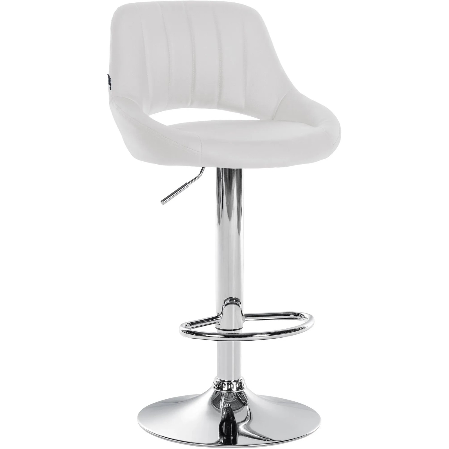 DELUKE Barhocker SEGAD Kunstleder Weiß 47x48x85cm Silber Barstuhl Höhenverstellbar Mit Lehne Drehbar Tresenhocker Tresenstuhl