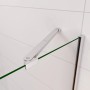 Detailaufnahme: AICA Badewannenaufsatz mit chromfarbenem Rahmen und transparentem Glas.