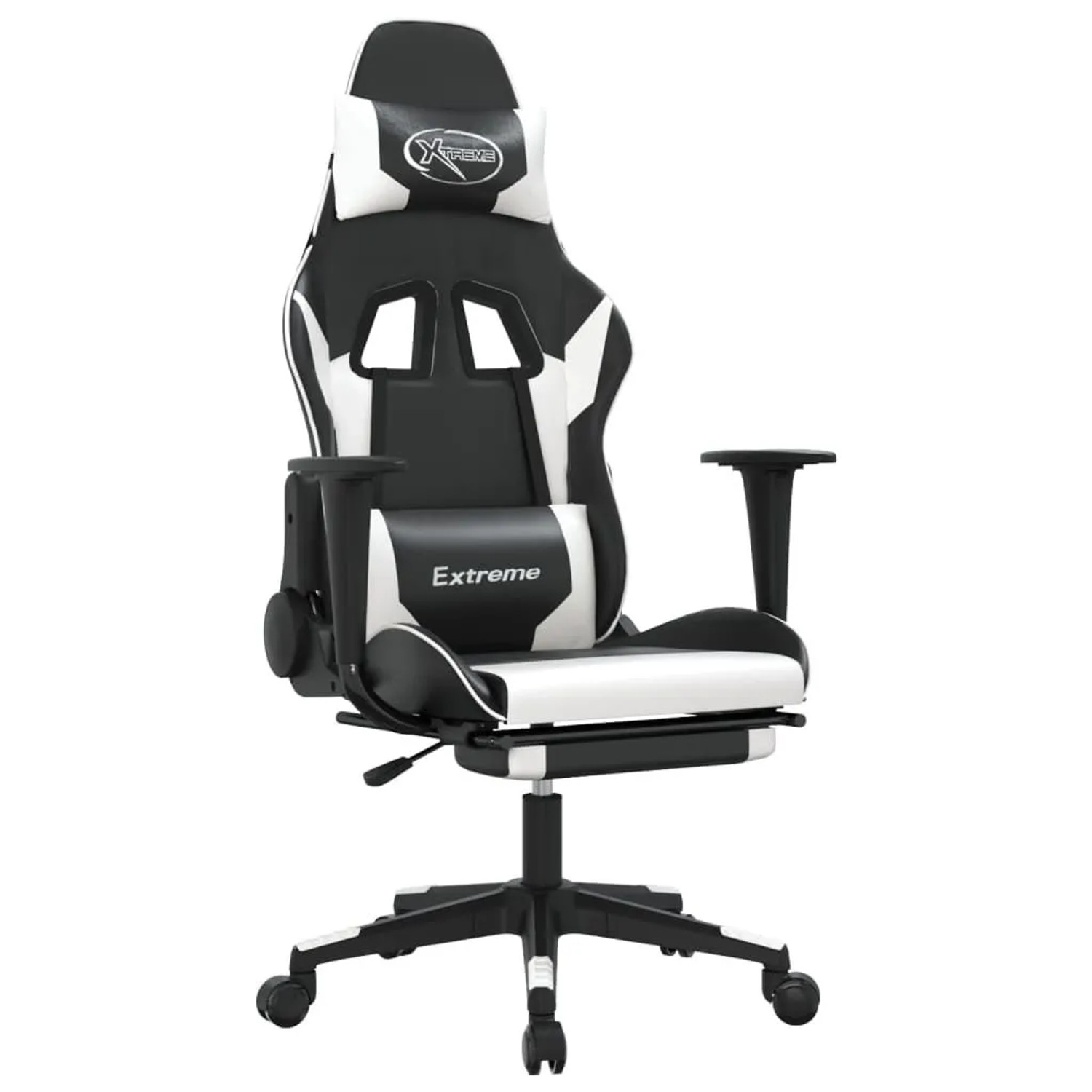 vidaXL Gaming-Stuhl mit Fußstütze Schwarz und Weiß Kunstleder Modell 5