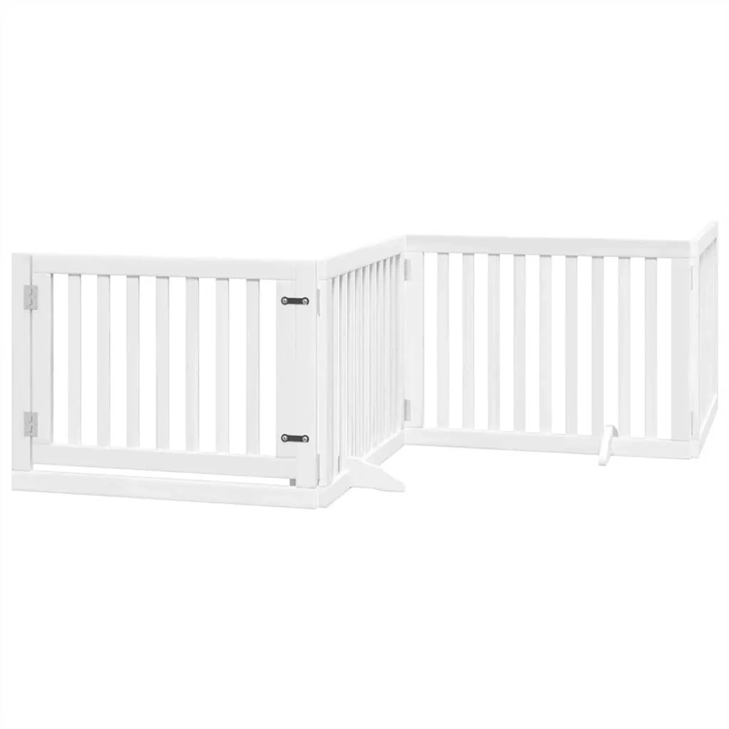 vidaXL 8 Tlg Hundetor mit Tür Faltbar Weiß 640 cm Pappelholz 3155674