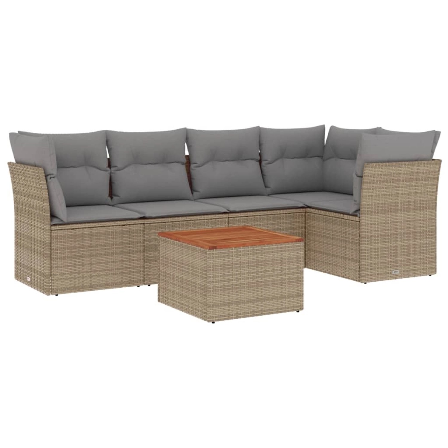 vidaXL 6-Tlg Garten-Sofagarnitur mit Kissen Beige Poly Rattan 3255961 günstig online kaufen