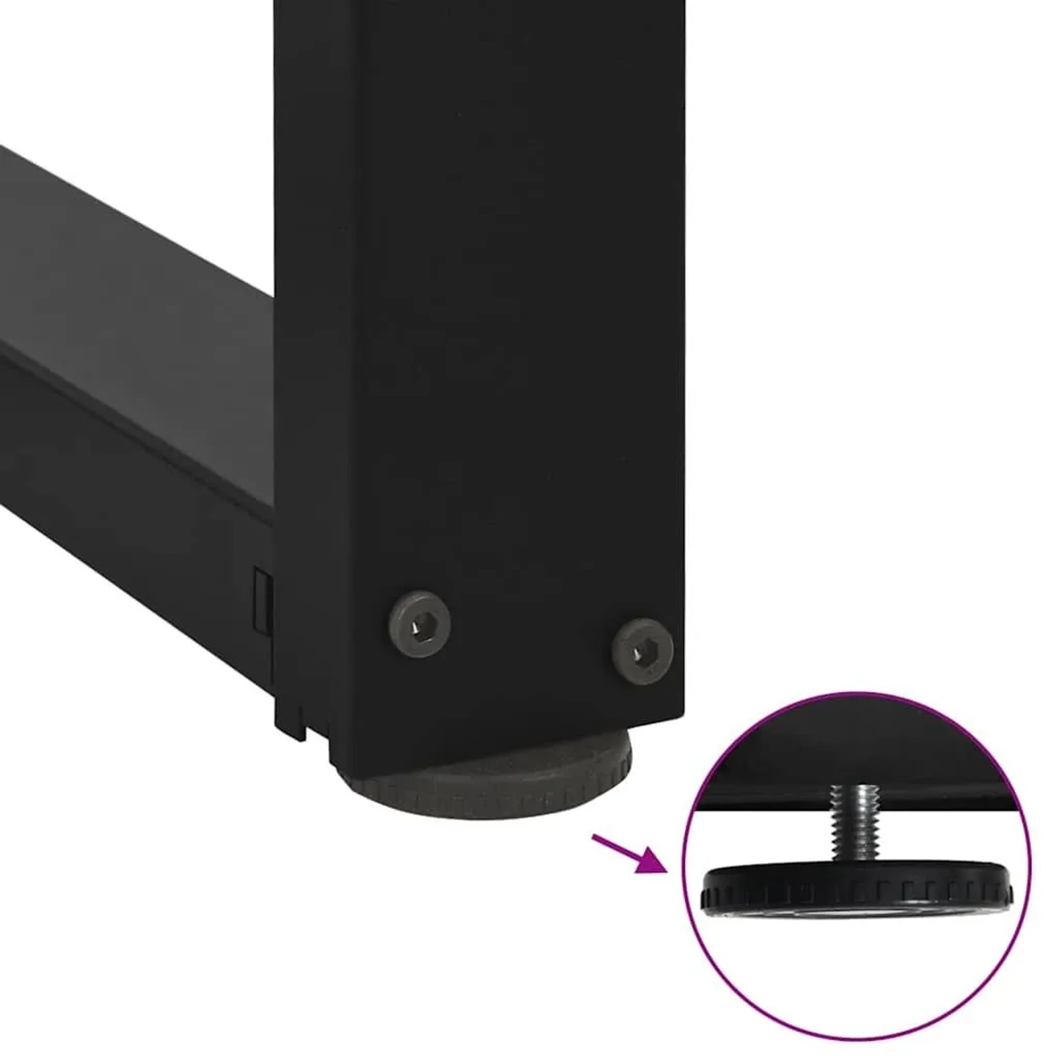 Detailaufnahme: Schwarzes vidaXL Bartischbein (T-Form) mit verstellbarem Fuß.