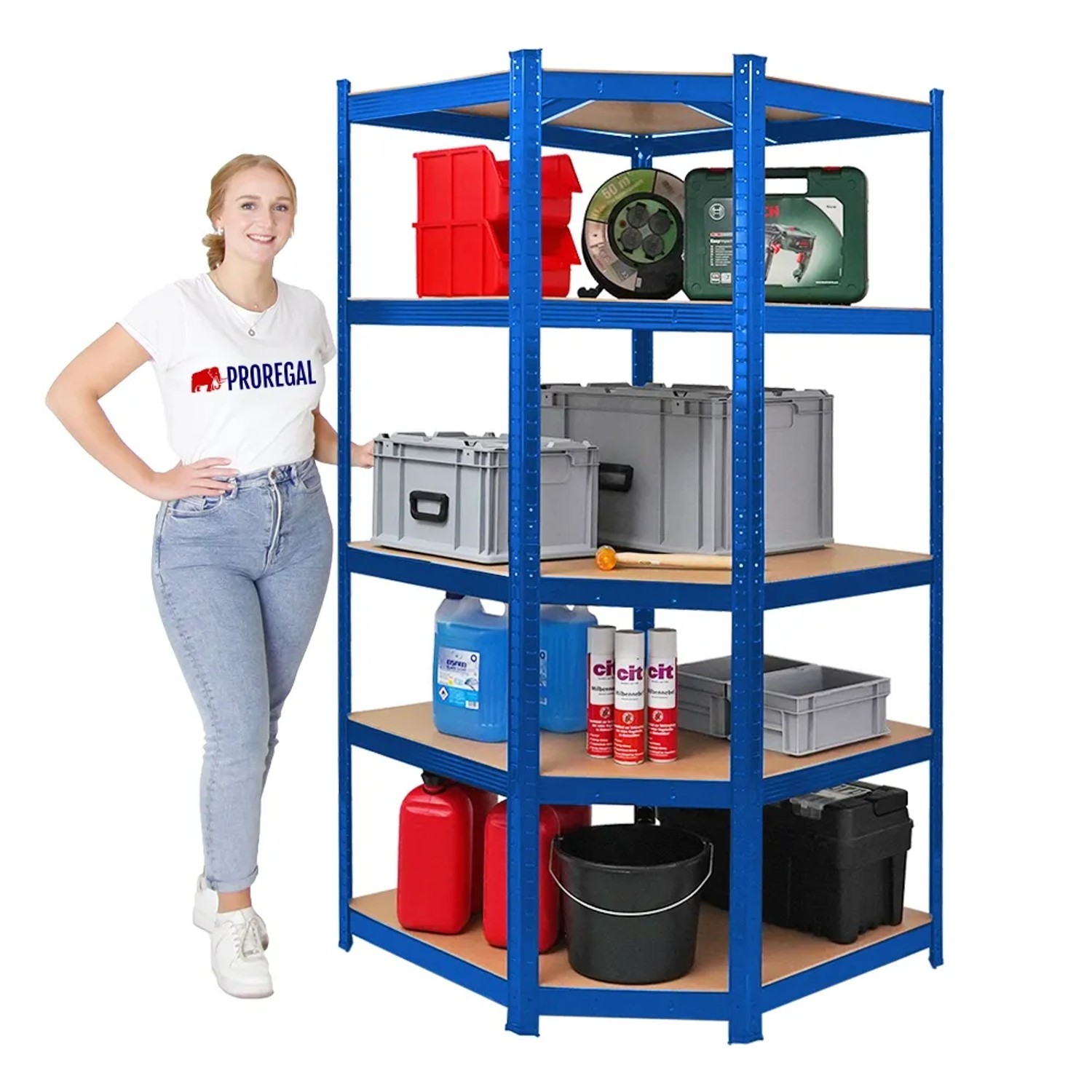 PROREGAL Eckregal Ragnar 875 kg 180 x 90 x 60 cm Blau kaufen bei OBI