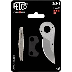 Felco Ersatzteil-Set 2/3-1: Klinge, Feder und Stellschlüssel für Gartenscheren.