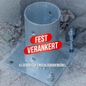 Hollmax Aufschraubhülse 81 mm, pulverbeschichtet, zur Montage von Rundholzpfosten.