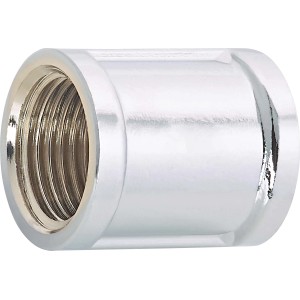 Verchromte Gewinde-Muffe 18,6 mm (Rp 1/2) aus Messing für Gewindefittings.