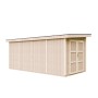 Timbela Holz-Gartenhaus M905C, grundiert, mit Flachdach. Gartenhaus mit Doppeltür.