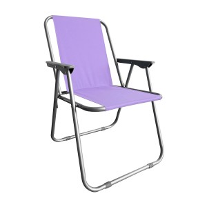 Mojawo Campingstuhl, violett, klappbar, mit silbernem Metallgestell und Armlehnen.