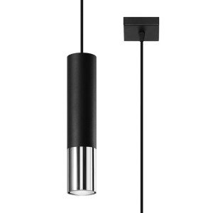 Sollux Loopez Hängeleuchte, schwarz/chrom, modernes Design für Lampen & Leuchten.