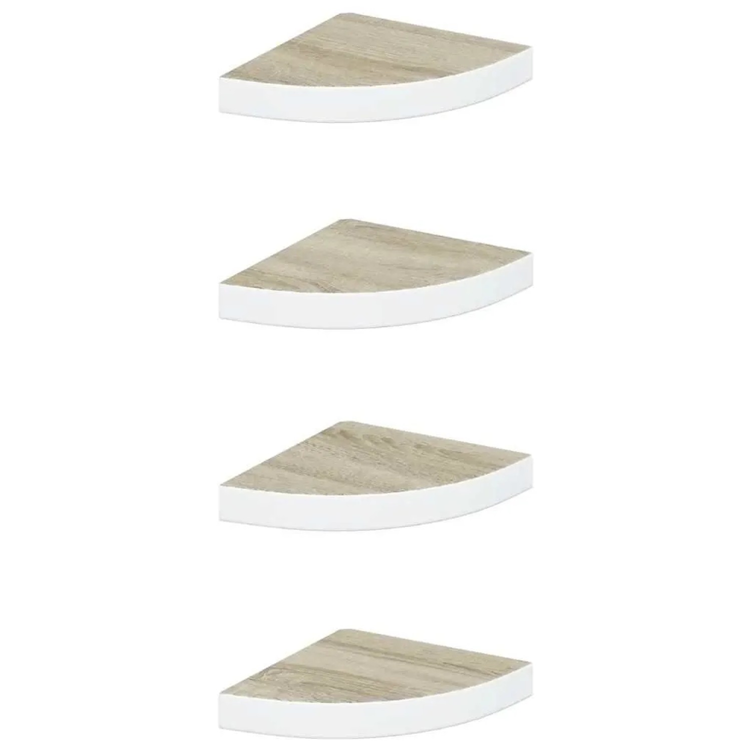 vidaXL Eck-Schweberegale 4 Stk Eichen-Optik und Weiß 25x25x3,8 cm MDF 326632