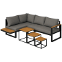 Outsunny Garten Sofa Set, dunkelgraues Lounge Set mit 2 Sofas und 3 Couchtischen.
