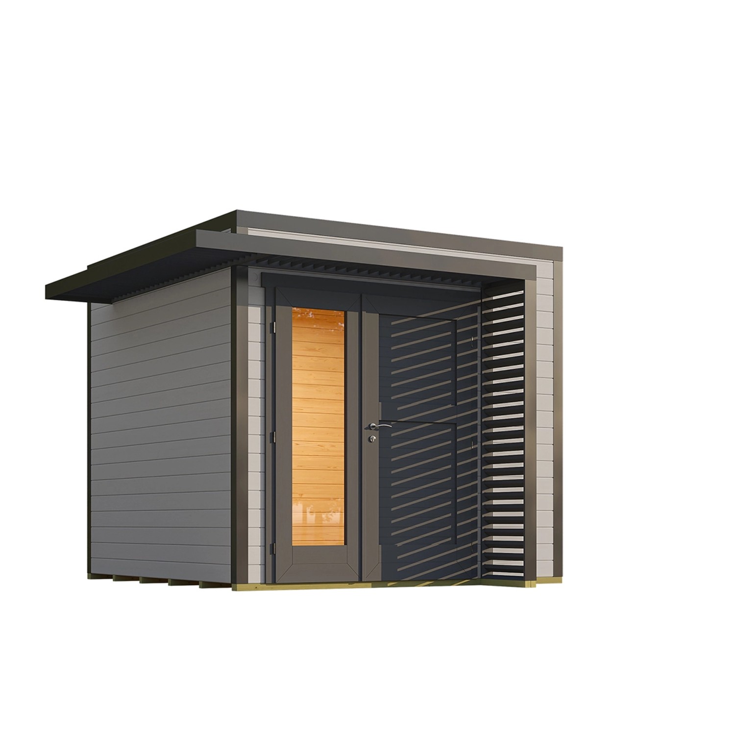 Weka Gartenhaus Amberley 1,5-Fache Tür Grau-Anthrazit 250 cm x 250 cm günstig online kaufen