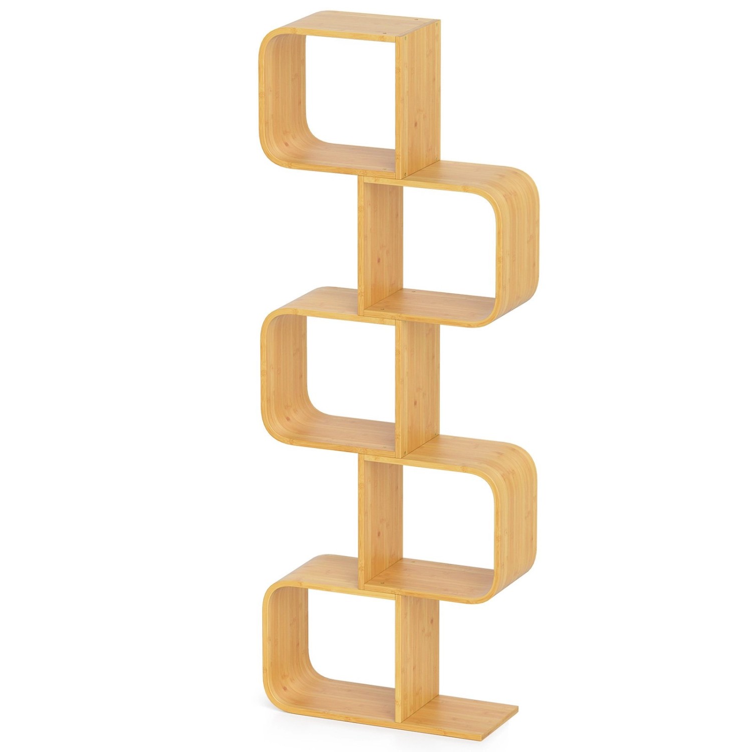 Costway Bücherregal S-förmig Aus Bambus Würfelregal mit 5 Etagen günstig online kaufen