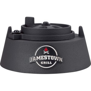 Schwarze Top-Entlüftung aus Gusseisen für Jamestown Holzkohlegrills.