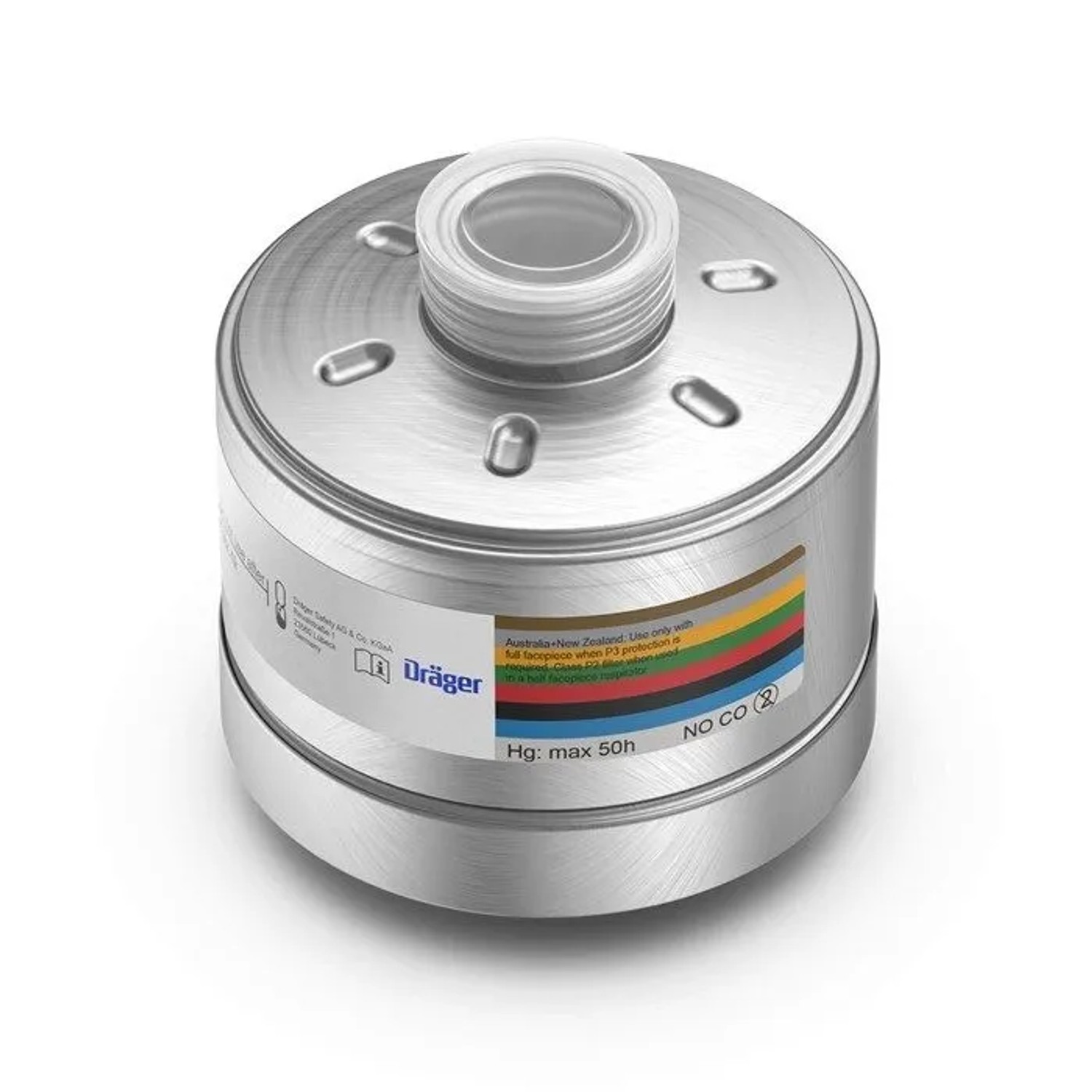 Dräger Atemschutz Kombinationsfilter 1140 A2B2E2K2 Hg NO P3 R D/CO Gasfilter Partikelfilter Aluminium Aramid Silber