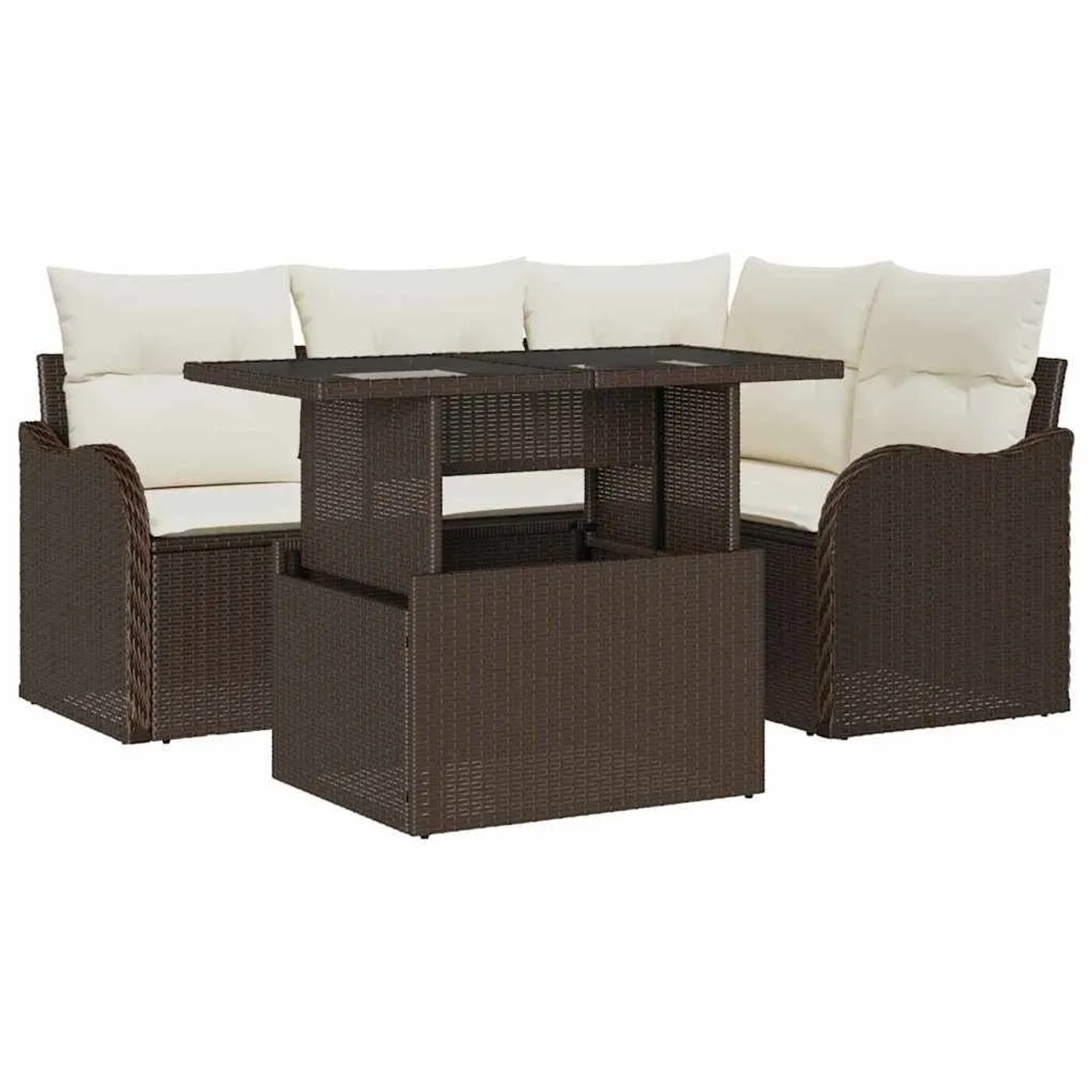 vidaXL Gartensofa-set mit Kissen 5-Tlg Braun Poly-Rattan 3357191 günstig online kaufen