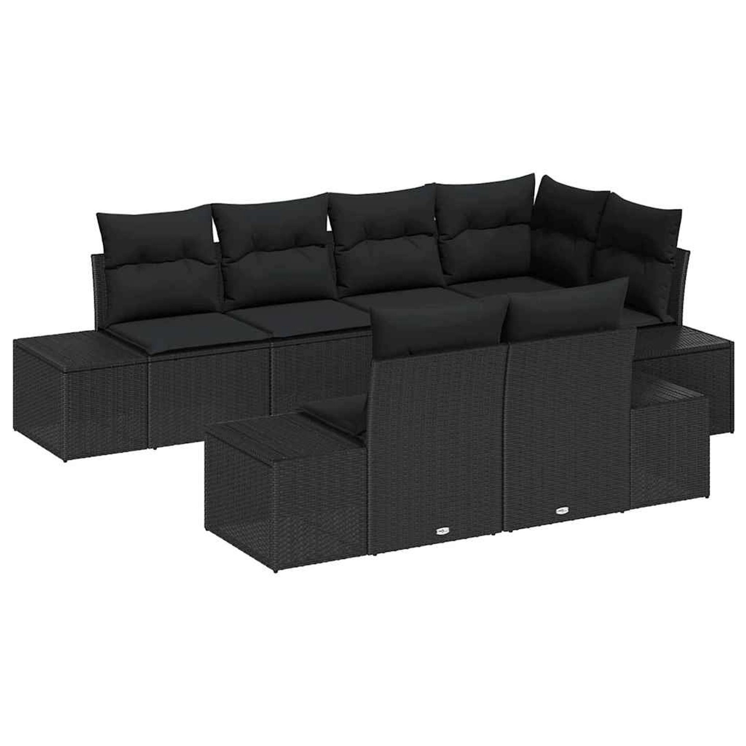 vidaXL Garten-Sofa-Set mit Kissen 7-Tlg Schwarz Poly Rattan 3347103 günstig online kaufen