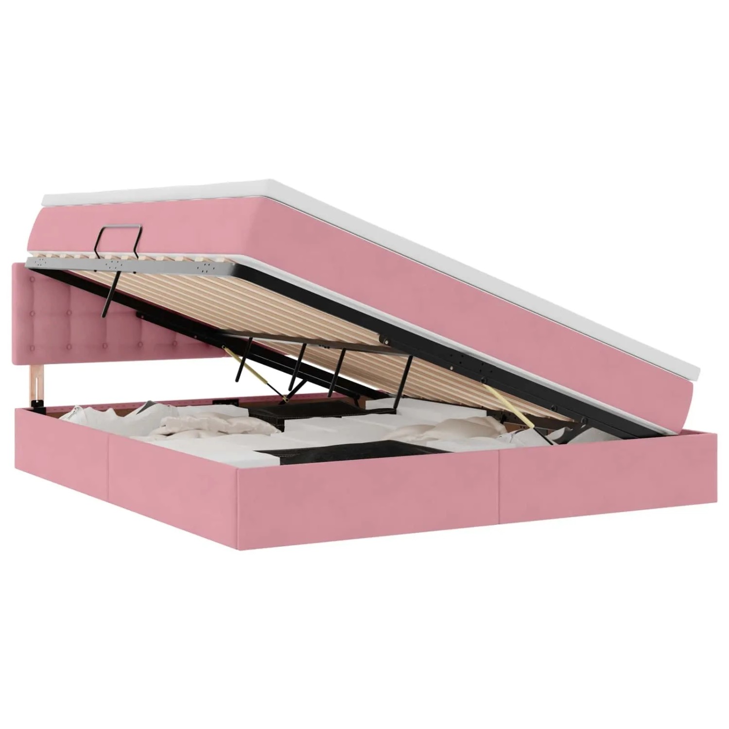vidaXL Bett mit Stauraum und LED mit Matratze Rosa 180 x 200 cm Samt 3371534